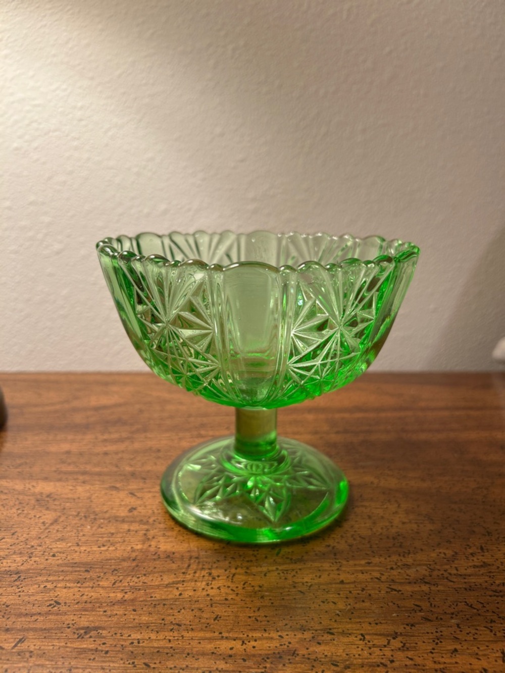 Green Depression Era Glass Compote/Candy Dish
